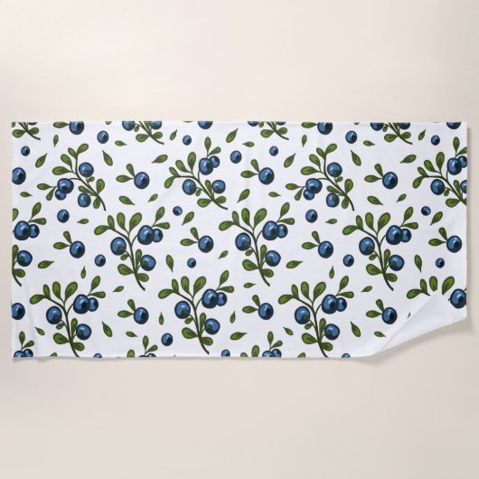 Serviette De Plage Bassins et Feuilles de fruits bleuets (Devant)