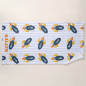 Serviette De Plage Bateau à Rocket Personnalisé Motif Blue Orange Kid (Devant)