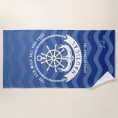 Serviette De Plage Bateau à roue Bleu de la marine nautique (Devant)