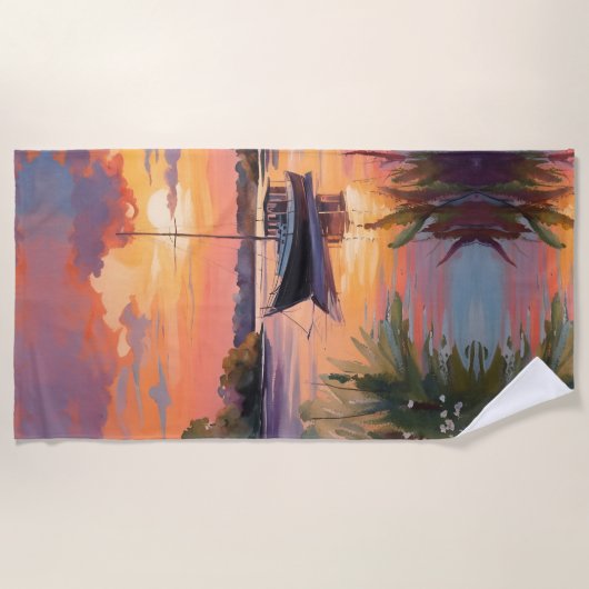 Serviette De Plage Bateau à voile à Sunrise (Devant)