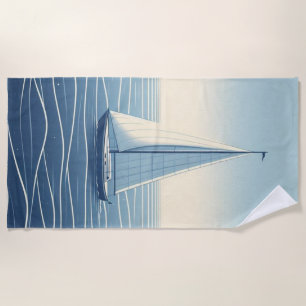 Serviette De Plage Bateau à voile en haute mer