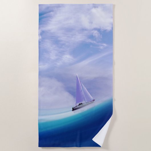 Serviette De Plage Bateau à voile sur une vague épopée (Devant)