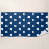 Serviette De Plage Bateau blanc sur Blue (Devant)