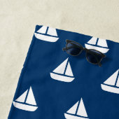 Serviette De Plage Bateau blanc sur Blue (En situation)