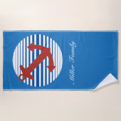 Serviette De Plage Bateau de croisière avec l'ancre et le nom de (Devant)