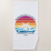 Serviette De Plage Bateau de croisière famille Roue Retro Sunset (Devant)