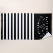 Serviette De Plage Bateau de famille Ancre nautique Personnalisé Noir (Devant)