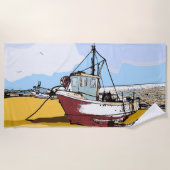 Serviette De Plage Bateau de pêche pittoresque (Devant)