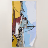 Serviette De Plage Bateau de pêche pittoresque (Devant)