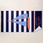 Serviette De Plage Bateau nautique Nom de famille Marine Blue Beach H (Devant)