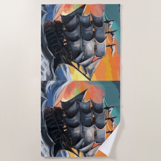 Serviette De Plage bateau pirate  (Devant)