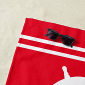 Serviette De Plage Bateau rouge personnalisé Roue Nautique Plage de f (En situation)