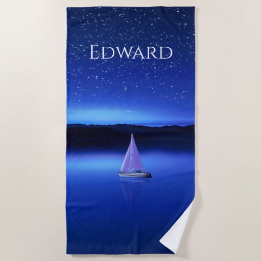 Serviette De Plage Bateau sous le ciel étoilé (Devant)