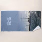 Serviette De Plage Bateaux à voile avec (ou sans) vos Initiales(s) (Devant)