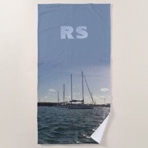 Serviette De Plage Bateaux à voile avec (ou sans) vos Initiales(s)