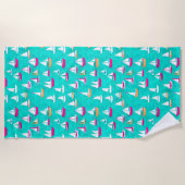 Serviette De Plage Bateaux à voile Motif Rose & Aqua (Devant)