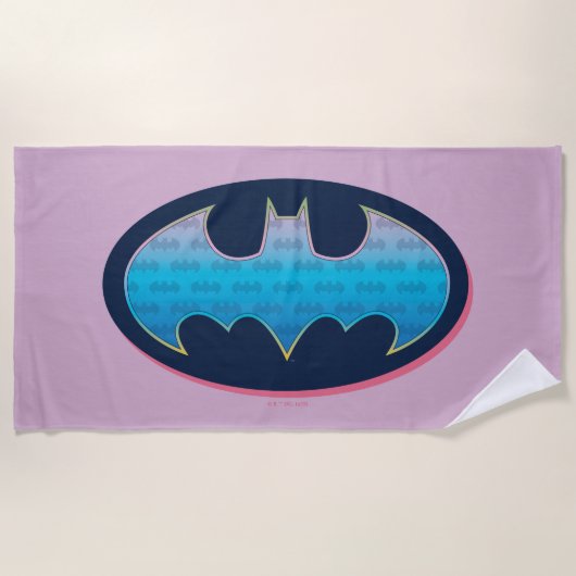 Serviette De Plage Batman | Symbole rose et bleu (Devant)