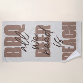 Serviette De Plage BBQ Beer Beach, All we need, brown (Devant)