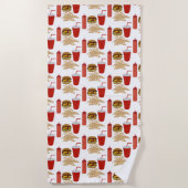 Serviette De Plage BBQ Motif Burger Fast Food (Devant)