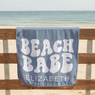 Serviette De Plage Beach Babe Dusty Blue Cool Bachelorette Party