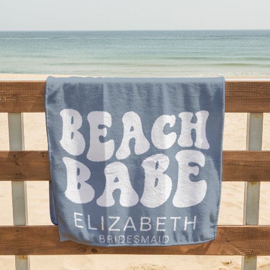 Serviette De Plage Beach Babe Dusty Blue Cool Bachelorette Party