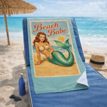 Beach Babe Pin-Up Mermaid -Retro Coastal Life Teal