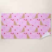Serviette De Plage Beach Ball Pup Coton Candy Pink Beach Blanche (Devant)