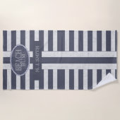 Serviette De Plage Beach Bum Bold Nautical Stripes and Name (Devant)