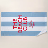 Serviette De Plage Beach Club French Red Blue Cabana Stripe (Devant)