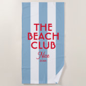 Serviette De Plage Beach Club French Red Blue Cabana Stripe (Devant)