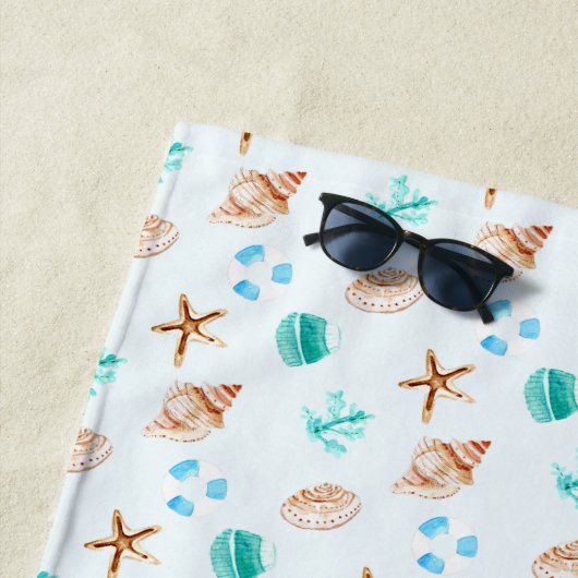 Serviette De Plage Beach Coastal Seashells Tropical Ocean (En situation)