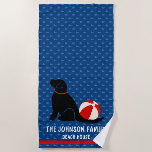 Serviette De Plage Beach Days Black Chien Blue Whales Beach Towne (Devant)