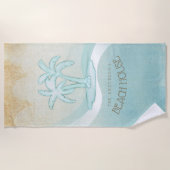 Serviette De Plage Beach House Palm Trees Aqua ID623 (Devant)