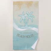 Serviette De Plage Beach House Palm Trees Aqua ID623 (Devant)