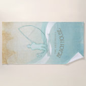Serviette De Plage Beach House Pêcheur nautique Aqua Blue ID623 (Devant)