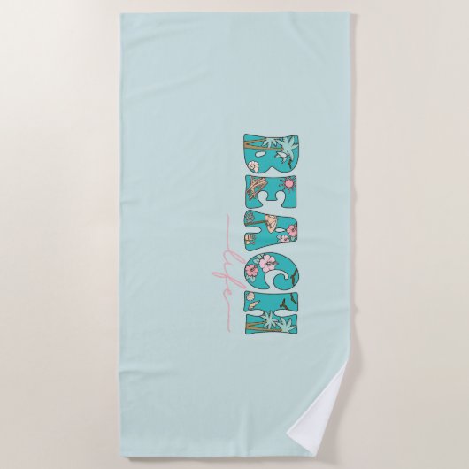 Serviette De Plage Beach Life Tropical été Customisé (Devant)