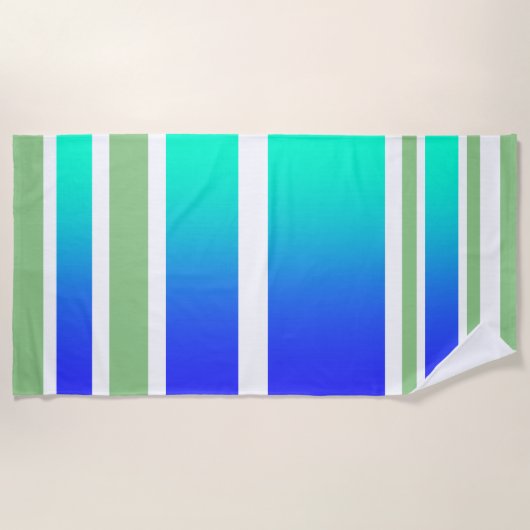 Serviette De Plage Beach Ocean Front Sand + Surf Aqua Stripes (Devant)