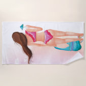 Serviette De Plage *~* Beach Ocean Sea Nautical Woman Bikini Cocktail (Devant)