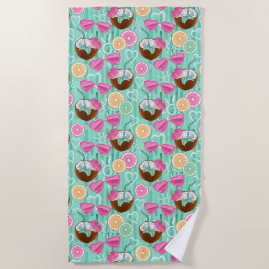 Serviette De Plage Beach Summer Pattern  (Devant)