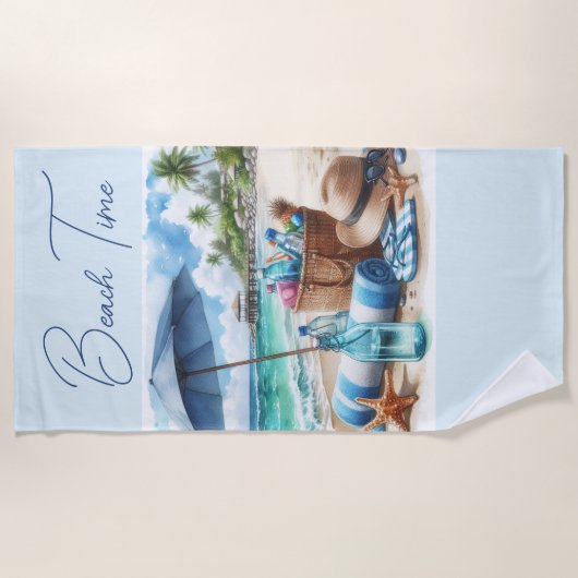Serviette De Plage Beach Time Blue Beach Towel (Devant)