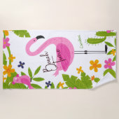 Serviette De Plage Beach Time Flamant rose rose et perroquet (Devant)
