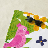 Serviette De Plage Beach Time Flamant rose rose et perroquet (En situation)