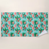 Serviette De Plage Beach Towel Flamant rose tropical (Devant)