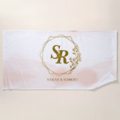 Serviette De Plage Beach towel, Monogrammed, Wedding gift (Devant)