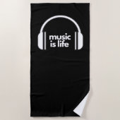 Serviette De Plage Beach Towel Music is Life (Devant)