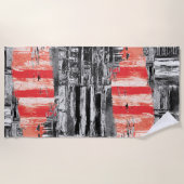 Serviette De Plage Beach Towel – Red Pulse Abstract Design (Devant)