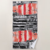 Serviette De Plage Beach Towel – Red Pulse Abstract Design (Devant)