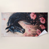 Serviette De Plage Beau Cheval Blush Fleur sauvage rose (Devant)
