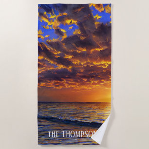 Serviette De Plage Beau coucher de soleil sur la plage aux Bahamas
