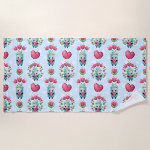 Serviette De Plage Beau Floral Mason Jar Hearts Motif